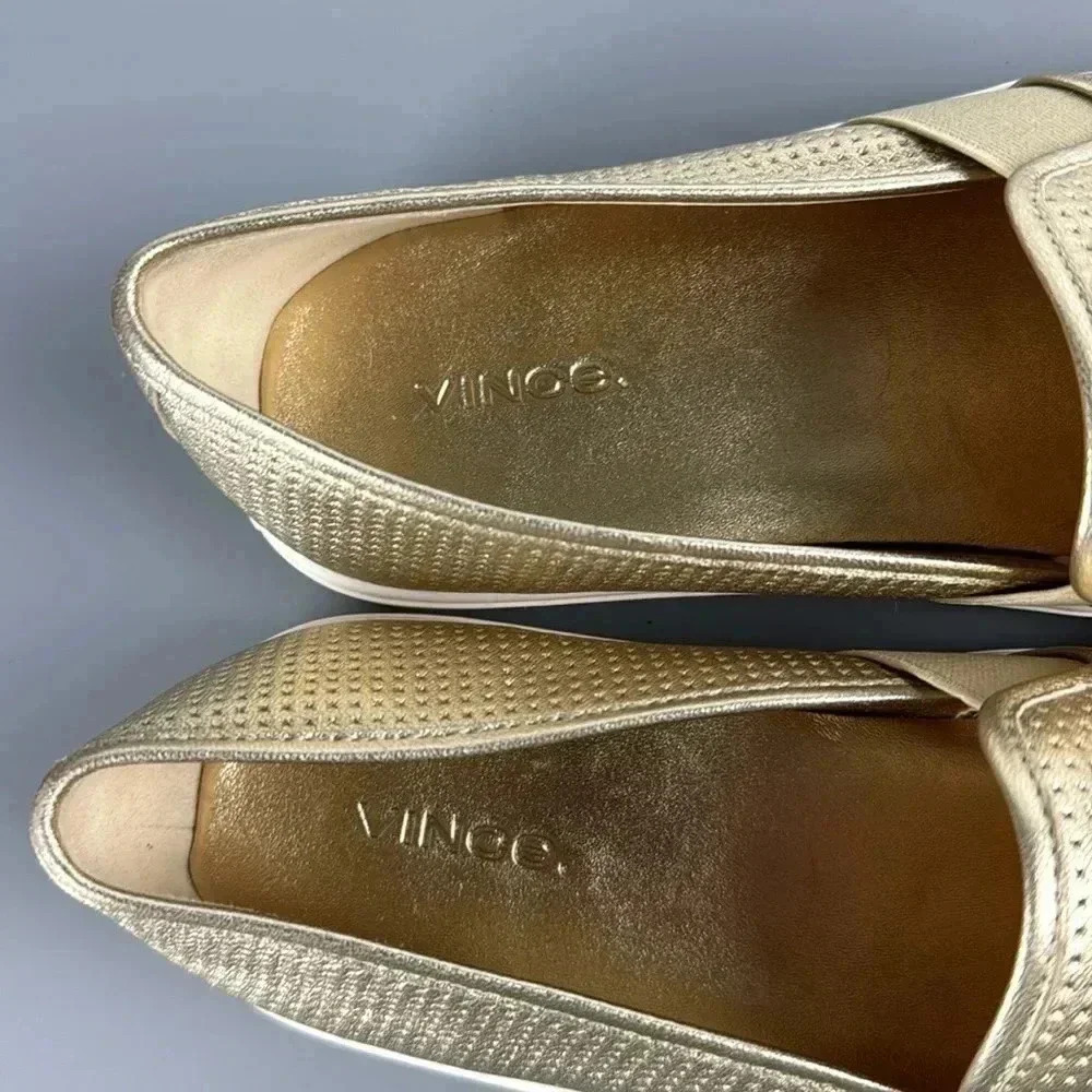 Vince Metallic Gold Perforated Slip-On Sneakers - Picture 2 of 7